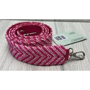 Beaded Belt Womens Pink White 40" x 1.5" Wearable Art V Pattern NEW